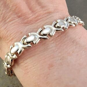 Sterling Vintage Criss Cross Link Bracelet